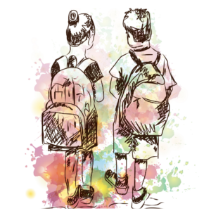 Back to School Children Image Holding Hands