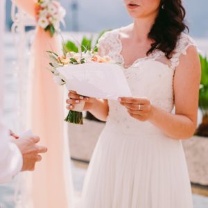 Bride with wedding reading at ceremony - My Beautiful Pen