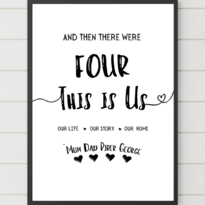 Black and white print new baby A4